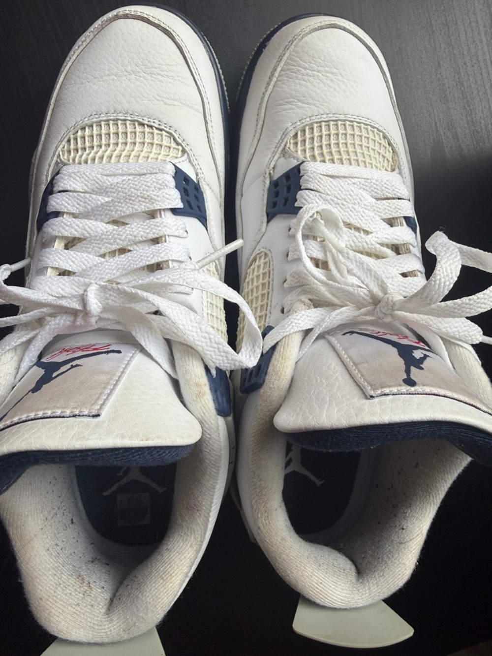 Jordan White Navy Leather Basketball Shoes